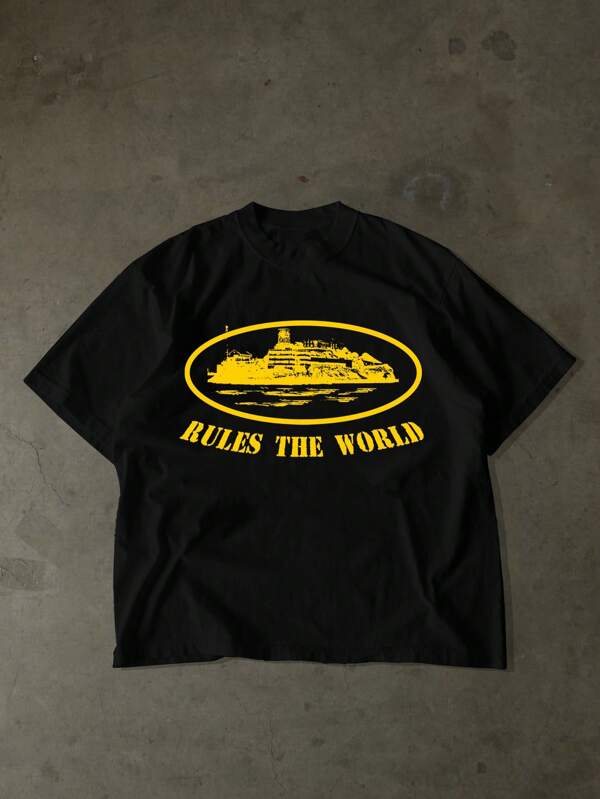 Corteiz Inspired Cotton Tee - Black