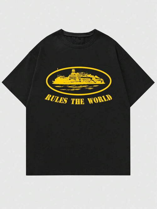 Corteiz Inspired Cotton Tee - Black