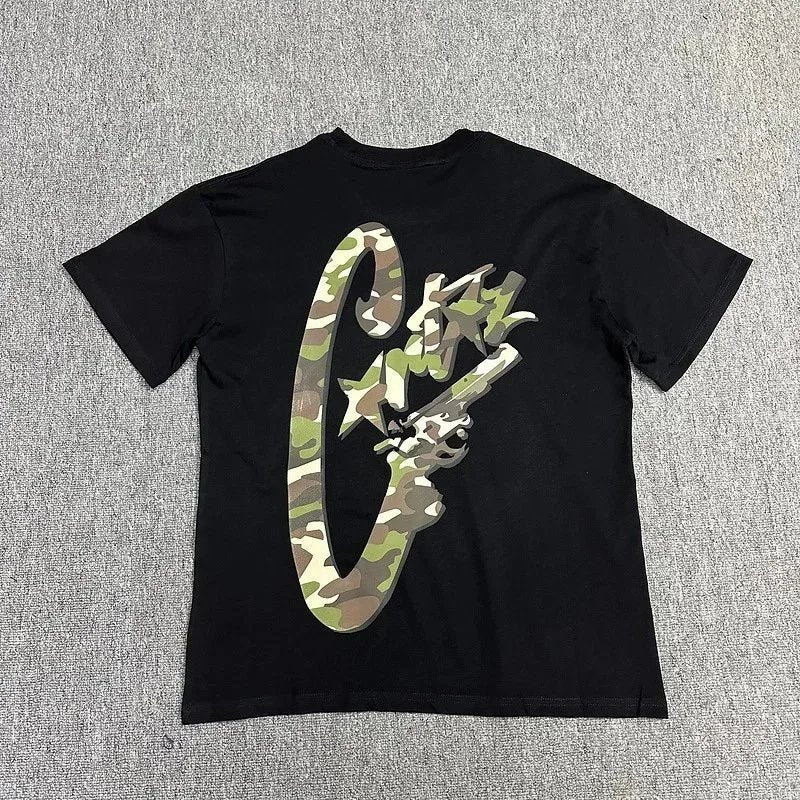 Corteiz Inspired Camo Tee - Black/White